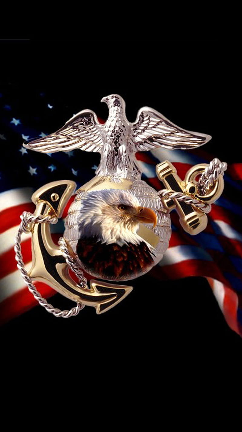 Marine Corps, anchor, awesome, cool, eagle, flag, globe, marines, HD phone wallpaper