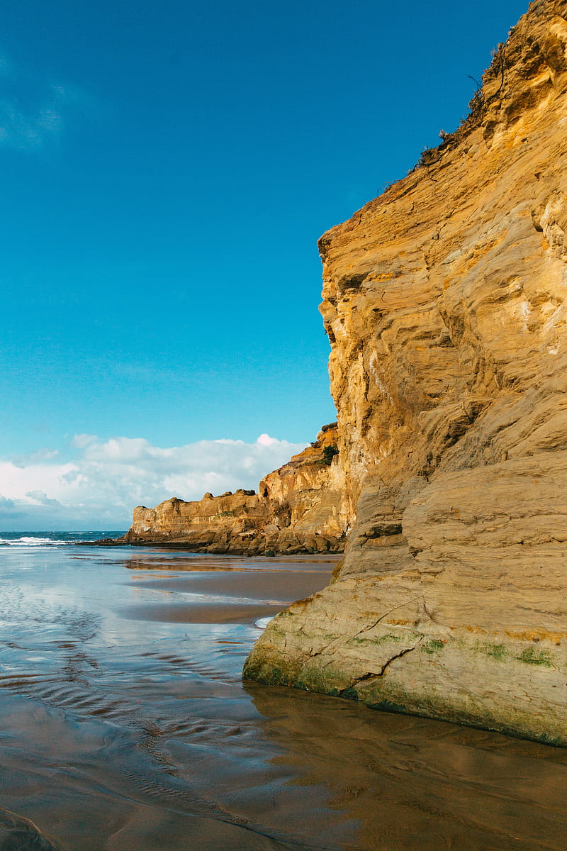 cliff, coast, sea, rocks, sky, HD phone wallpaper