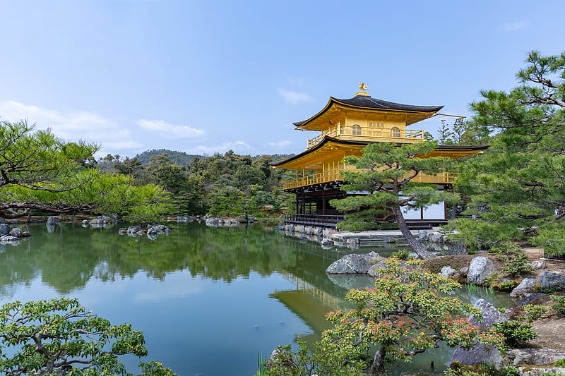 Pagoda, trees, pond, nature, HD wallpaper | Peakpx