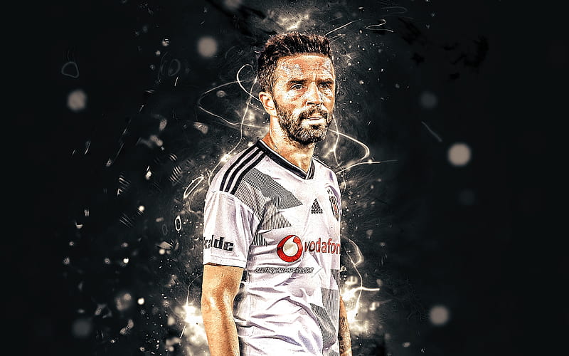 Gokhan Gonul, 2019, Besiktas FC, soccer, turkish footballers, Gonul, Turkish Super Lig, football, Besiktas JK, BJK, neon lights, Gokhan Gonul Besiktas, HD wallpaper