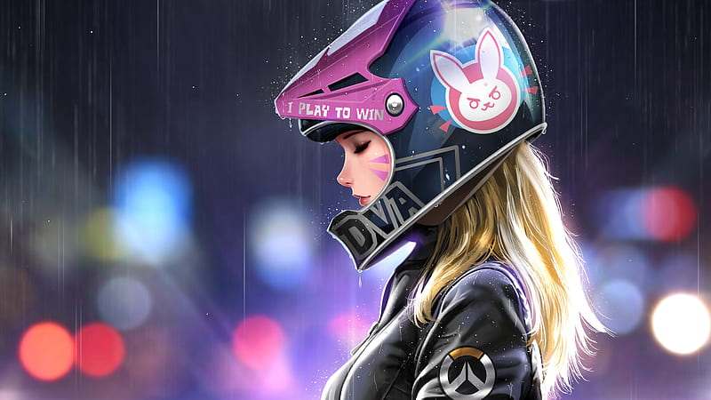 Dva Biker Girl, dva-overwatch, overwatch, games, artist, artwork, digital-art, HD wallpaper