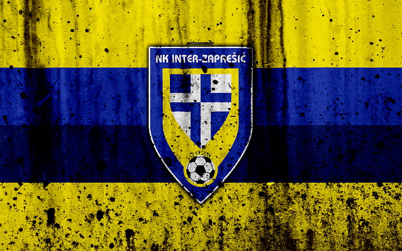 FC Inter Zapresic, grunge, HNL, art, soccer, football club, Croatia, NK Inter Zapresic, logo, stone texture, Inter Zapresic FC, HD wallpaper