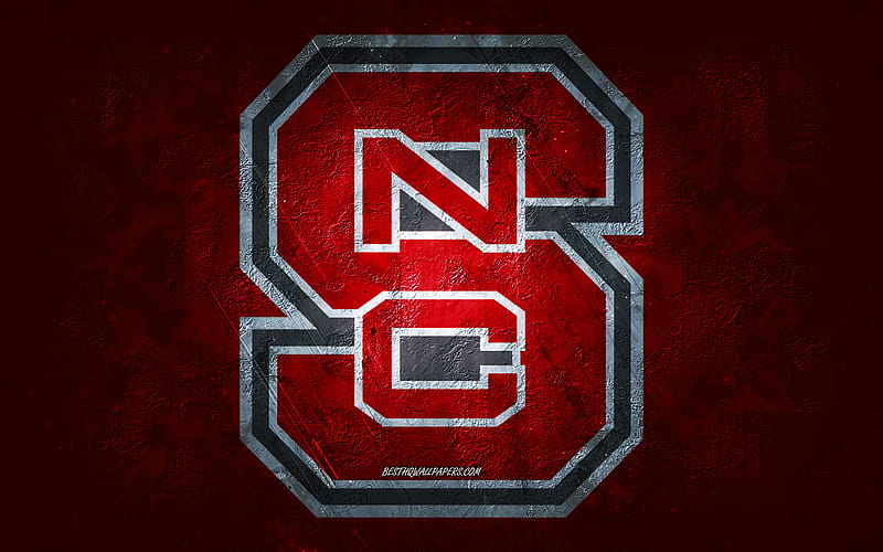 NC State Wolfpack, American football team, red stone background, NC State Wolfpack logo, grunge art, NCAA, American football, USA, NC State Wolfpack emblem, HD wallpaper