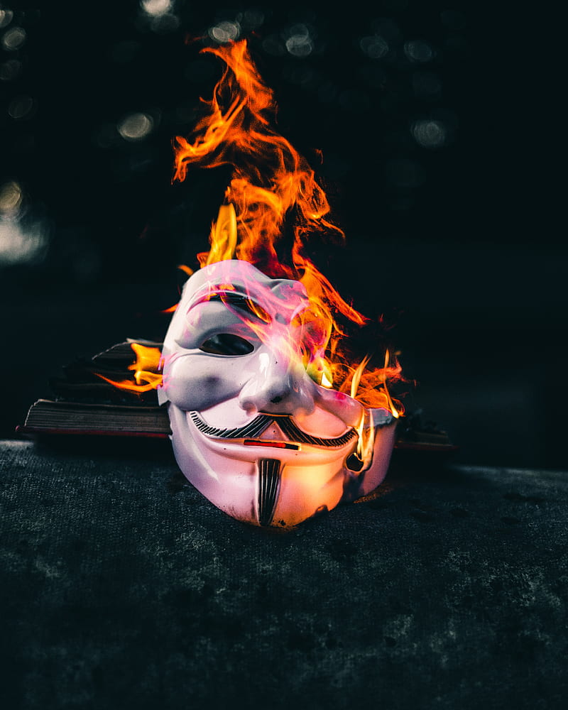 mask, fire, flame, HD phone wallpaper