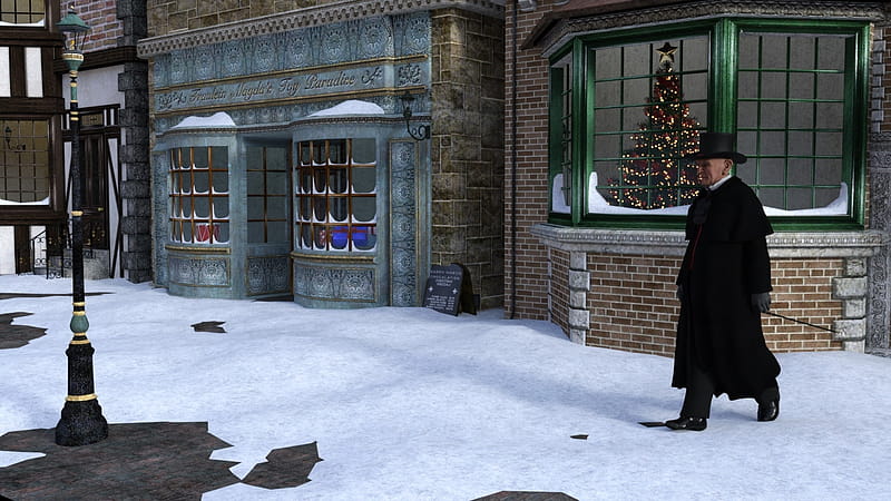 Scrooge, Winter scene, Ebenezer, Window shopping, HD wallpaper