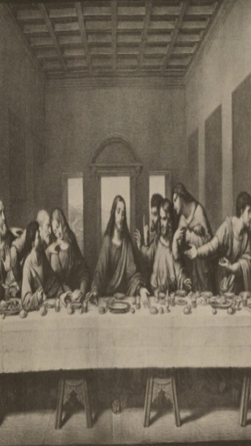 The Last Supper, black and white, jesus, religious, HD phone wallpaper