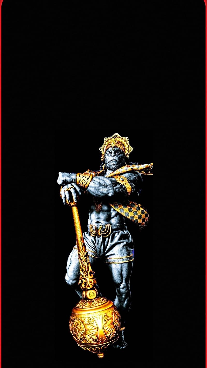 Lord Hanuman, Silver And Golden, silver, golden, gada, god, bajrangbali, HD phone wallpaper