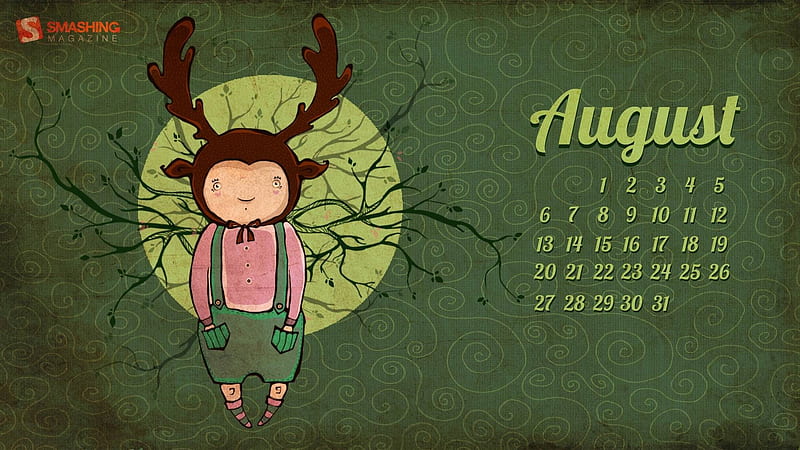 deer summer-August 2012 calendar, HD wallpaper