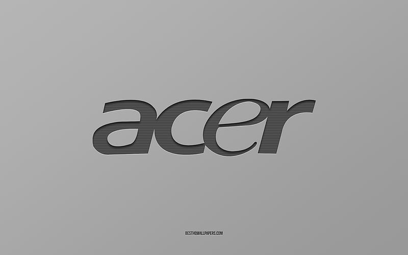 Acer logo, gray background, Acer carbon logo, gray paper texture, Acer emblem, Acer, HD wallpaper