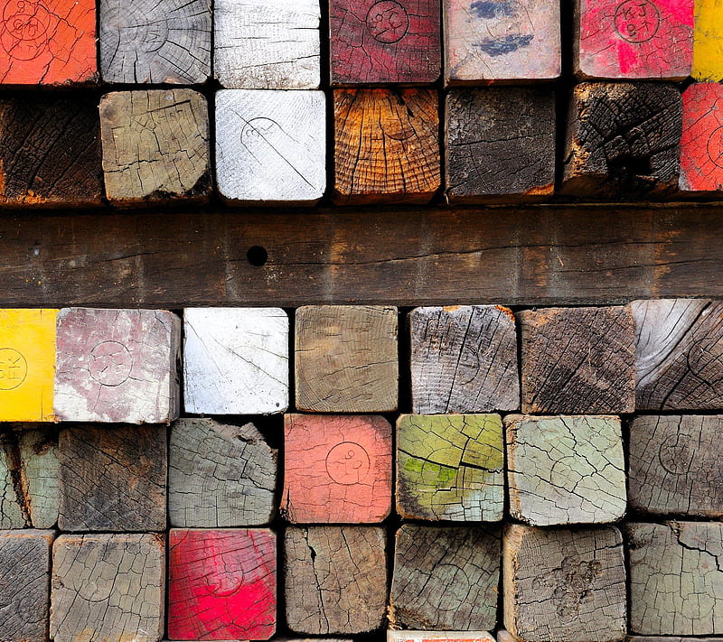 Colored Boards, abstract, blocks, boards, colorful, colors, lumber, pile, squares, stack, wood, HD wallpaper