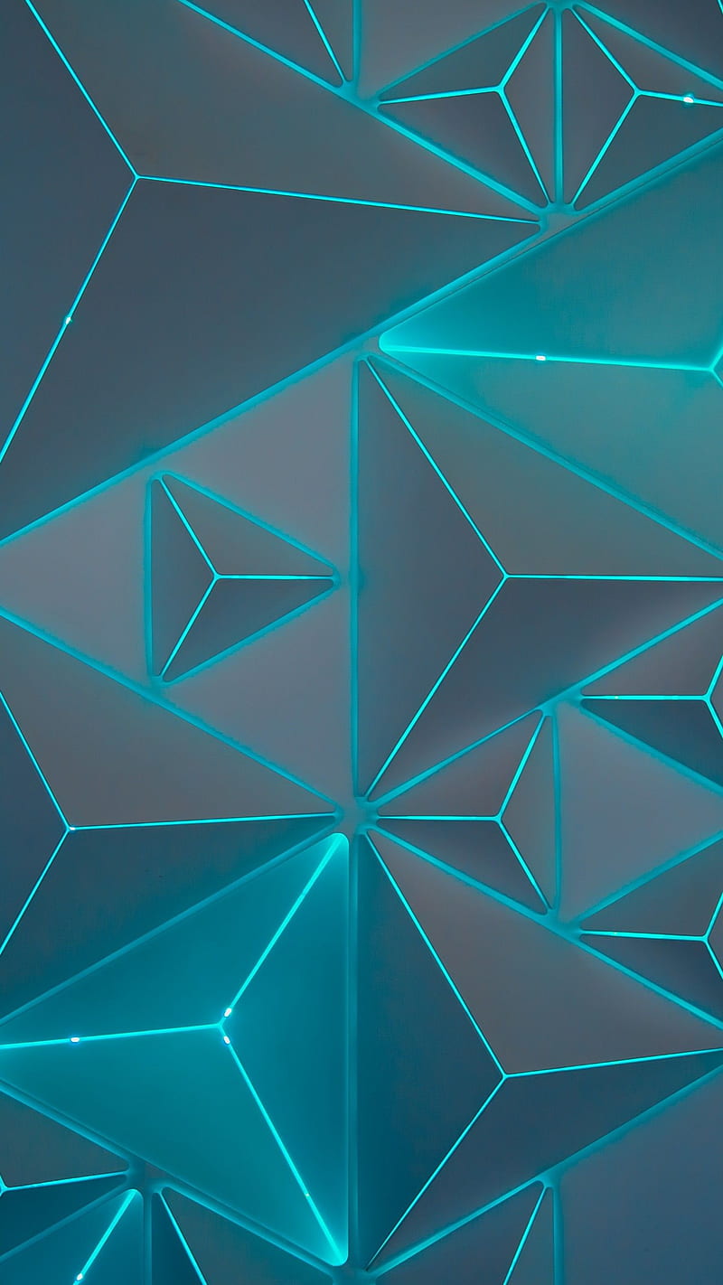 Neon Geometric, Teal Neon, HD phone wallpaper