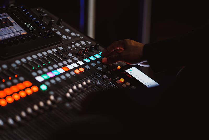 mixing console, hand, music, buttons, mixing, HD wallpaper