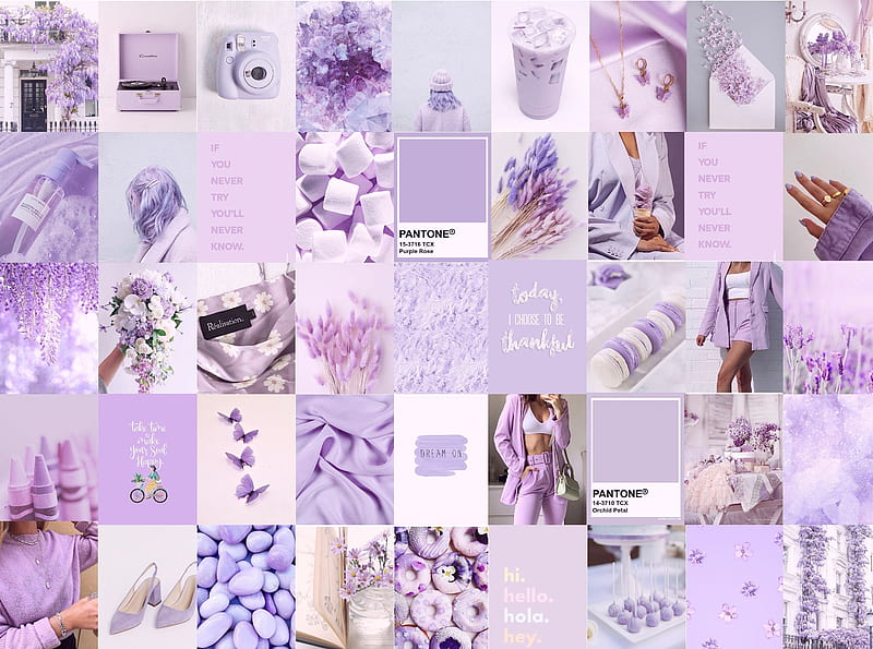 Wall Collage Kit Lavender Light Purple Aesthetic set, Lilac Collage, HD wallpaper