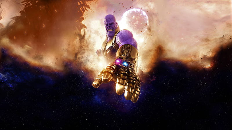 Thanos, action, avengers, awesome, infinity, latest, marvel, stones, villian, guerra, HD wallpaper