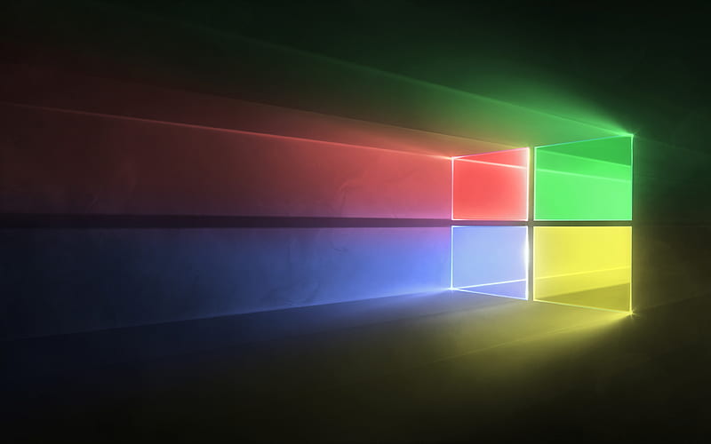 Windows 10 gray background, colorful logo, Microsoft, Windows 10 abstract logo, HD wallpaper