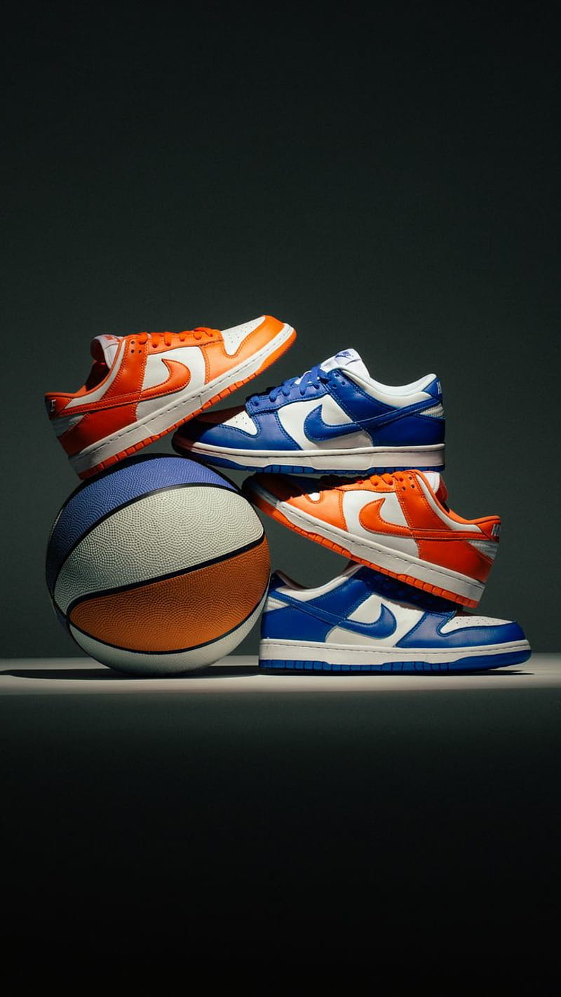 Nike dunk syracuse, michael, orange, basket, basketball, blue, jordan, air, shoes, HD phone wallpaper