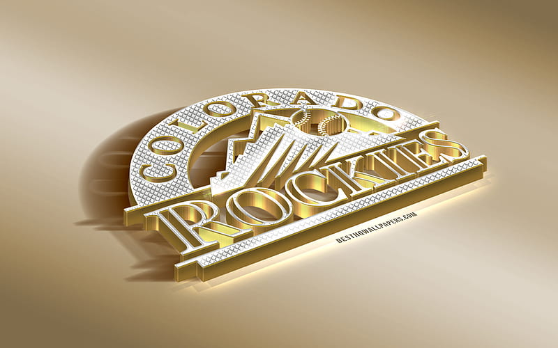 Colorado Rockies, American baseball club, MLB, Golden Silver logo, Denver, Colorado, USA, Major League Baseball, 3d golden emblem, creative 3d art, baseball, HD wallpaper