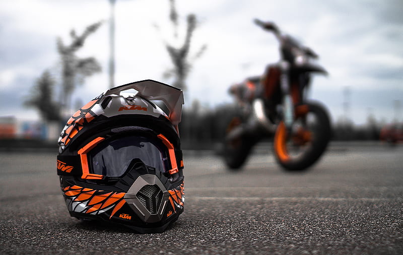 KTM Helmet, helmet, ktm, bikes, motorcycle, HD wallpaper