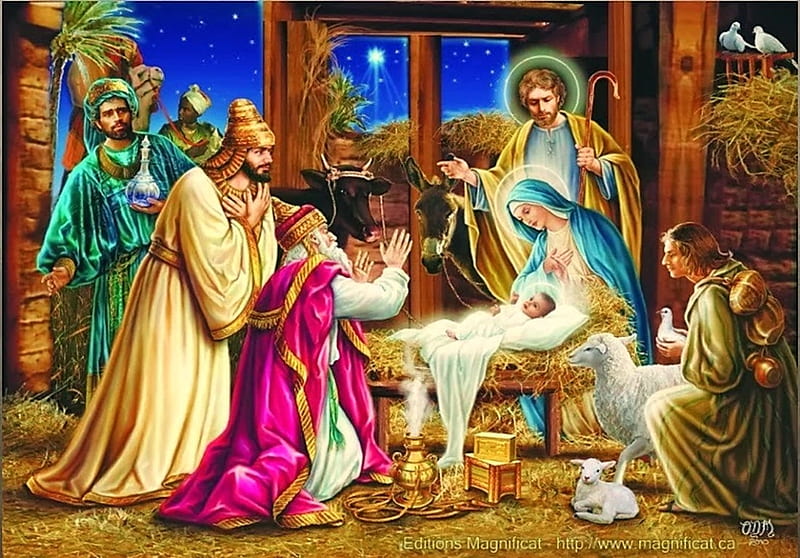 Jesus nativity, nativity, christ, jesus, christmas, virgin, wisemen, god, adoration, HD wallpaper