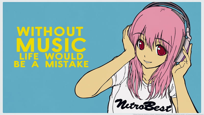 Without Music Life Would Be A Mistake, sonico, female, mistake, life, music, headphone, vector, HD wallpaper