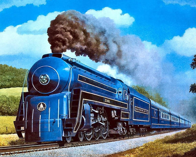 Full Steaming, locomotive, railway, speed, Steamtrain, artwork, HD wallpaper