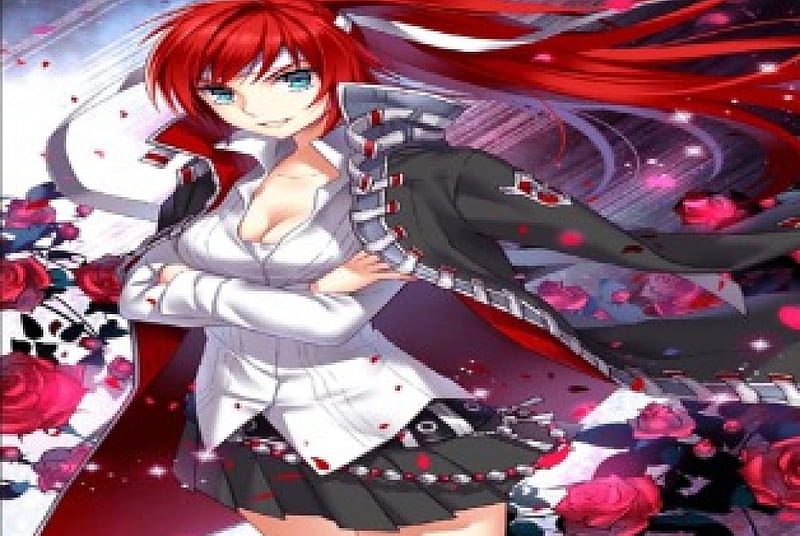 Yakuza, red, pretty, girl, rose, orginal, long hair, HD wallpaper