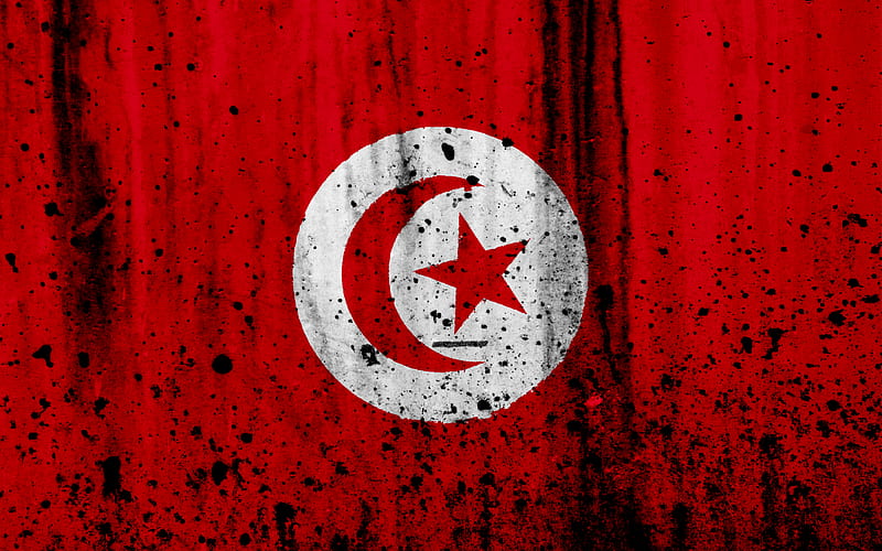 Tunisian flag grunge, flag of Tunisia, Africa, Tunisia, national symbols, Tunisia national flag, HD wallpaper