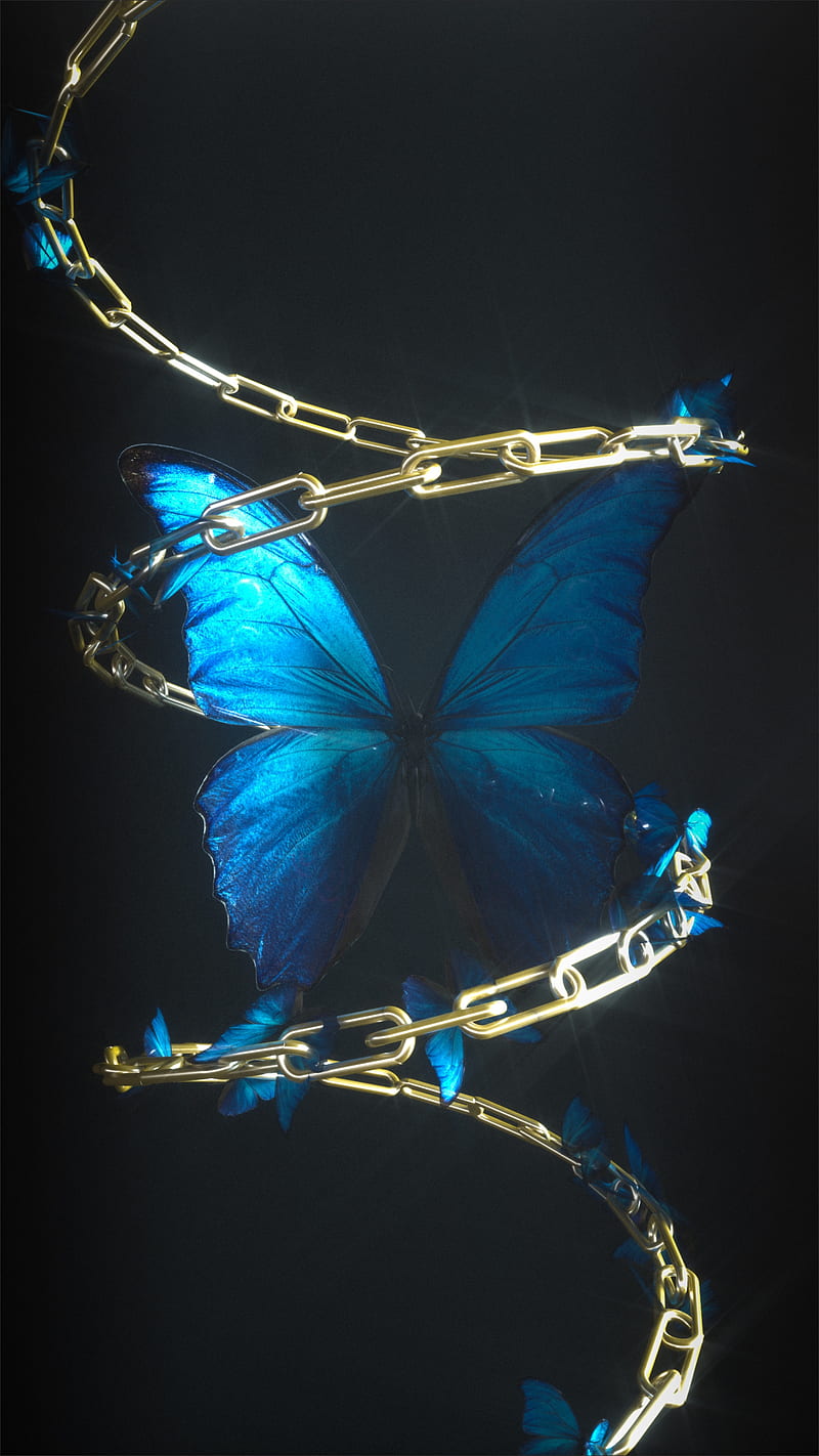 Beautiful Butterfly, 2019, Sartajistic, amoled, black, blue, butterflies, chain.awesome, cute, dark, girl, new, HD phone wallpaper