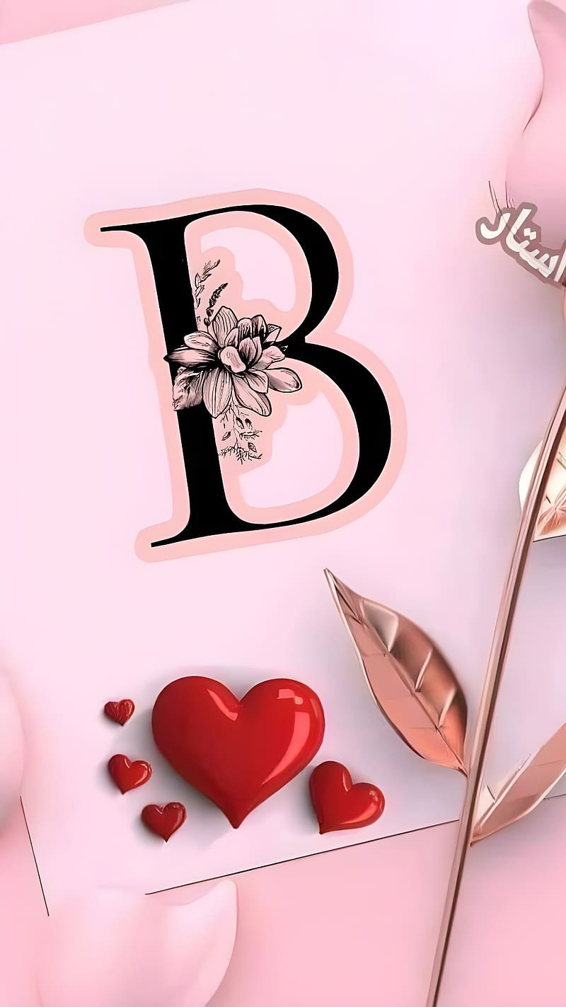 B Naam Wale, b with rose, letter b, HD phone wallpaper