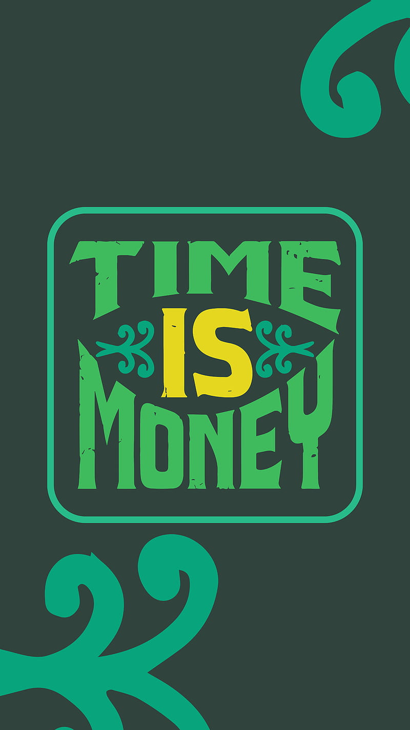 Time Is Money, abstract, doctorgraphics, green, jungle, money, time, typography, vector, HD phone wallpaper