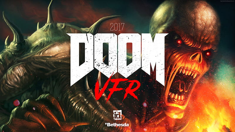 Doom VFR 2017, doom, 2017-games, skull, HD wallpaper