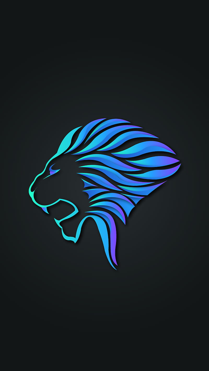 lion illustrator, lion blue illustrator, lions, HD phone wallpaper