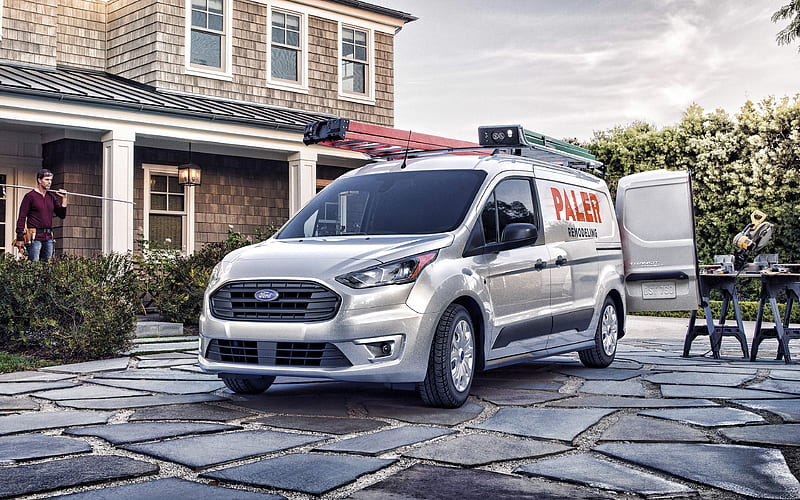 2021, Ford Transit Connect, Front View, Exterior, Cargo Cars, New White Transit Connect, American Cars, Cargo Transit Connect, Ford, HD wallpaper
