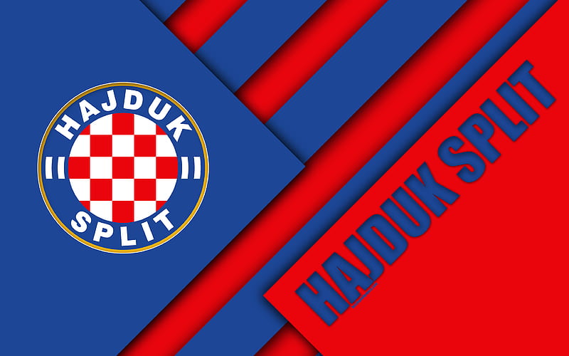 HNK Hajduk Split red blue abstraction, logo, material design, Croatian football club, Split, Croatia, Prva HNL, football, Croatian First Football League, HD wallpaper