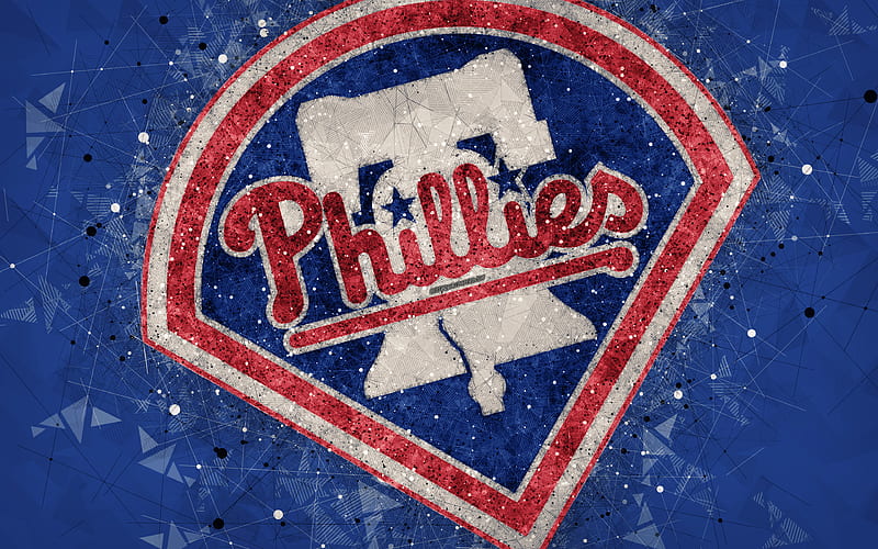 Philadelphia Phillies American baseball club, geometric art, blue abstract background, National League, MLB, Milwaukee, Philadelphia, Pennsylvania, USA, baseball, Major League Baseball, HD wallpaper