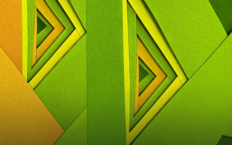 triangles, art, geometry, geometric shapes, green background, HD wallpaper