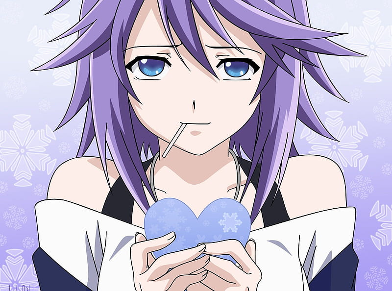 mizore heart, cute, purple, girl, anime, HD wallpaper