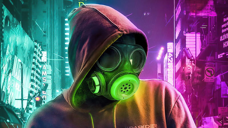 Toxic Mask Hoodie Guy , mask, hoodie, artist, artwork, digital-art, HD wallpaper