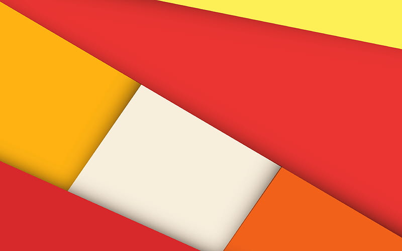 red orange abstraction, lines, rectangles, material design, android, HD wallpaper