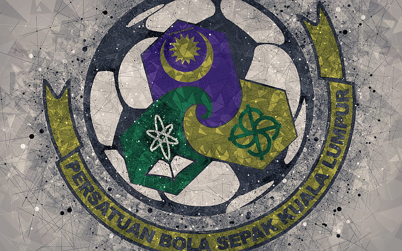 Kuala Lumpur FC logo, geometric art, Malaysian football club, yellow background, Liga Super Malaysia, Kuala Lumpur, Malaysia, football, Kuala Lumpur FA, HD wallpaper