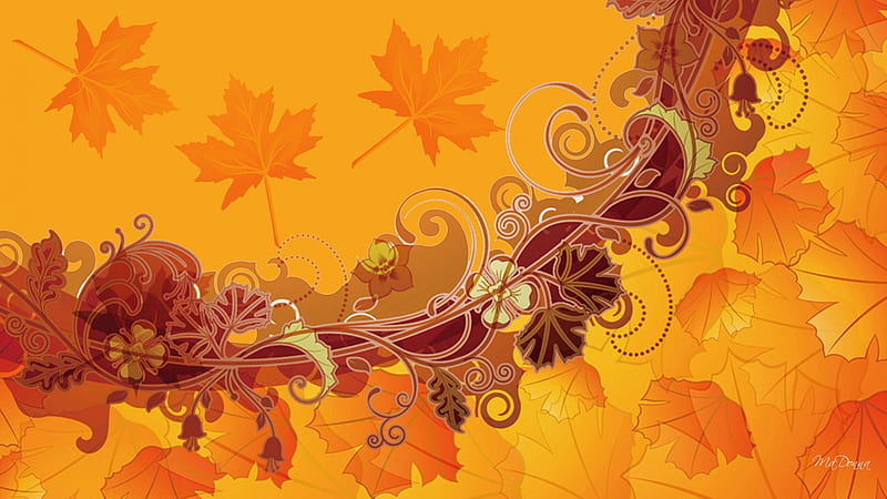 Fall Abstraction, fall, autumn, orange, maple, swirls, abstract, leaves ...