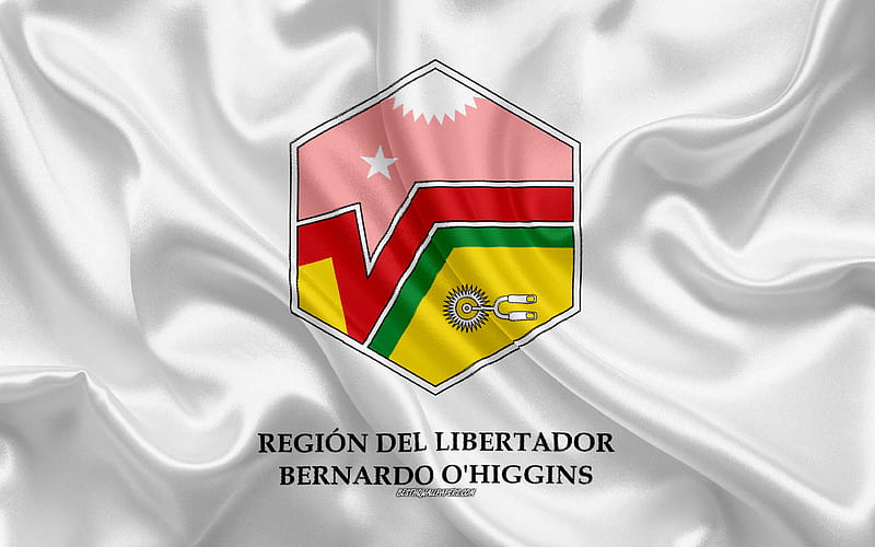 Flag of OHiggins Region silk flag, Chilean Administrative Region, silk texture, OHiggins Region, Chile, South America, OHiggins flag, HD wallpaper