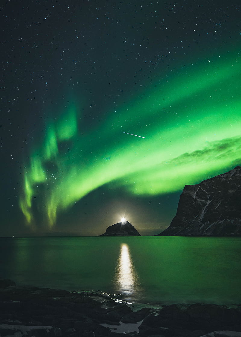 Northern lights, aurora, mountains, lake, night, lights, HD phone wallpaper  | Peakpx
