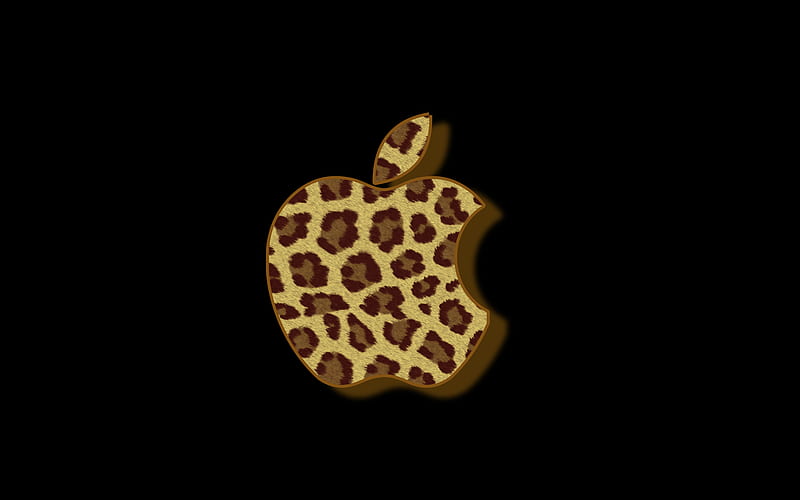 Spotted apple logo, apple, leopard, spotted, logo, brown, black, desenho, animal, HD wallpaper