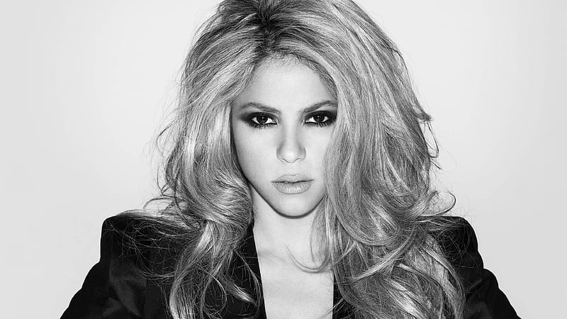 Shakira, monochrome, 2017, beauty, american singer, superstars, HD wallpaper
