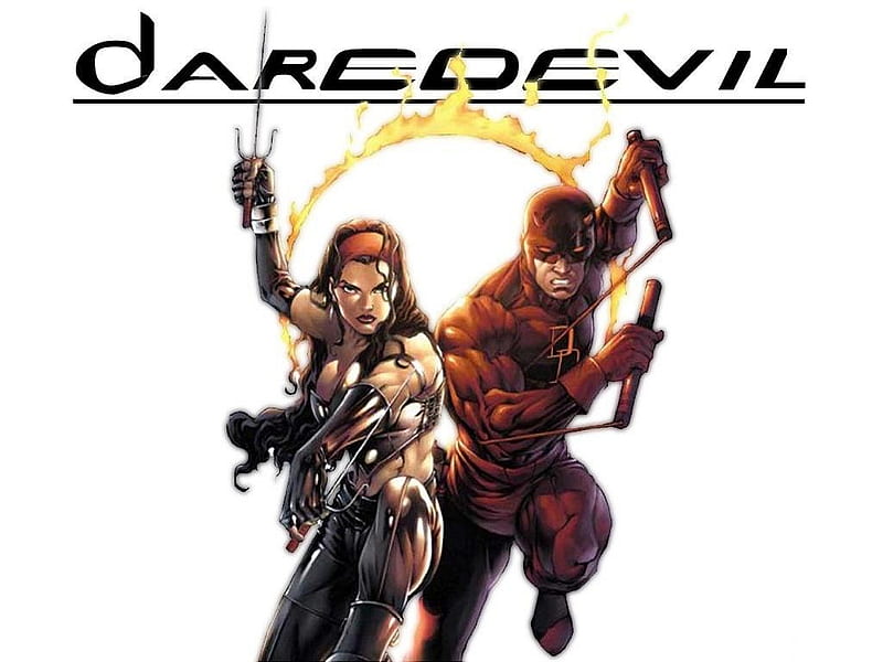 Daredevil & Elektra, elektra, comic, fantasy, daredevil, HD wallpaper