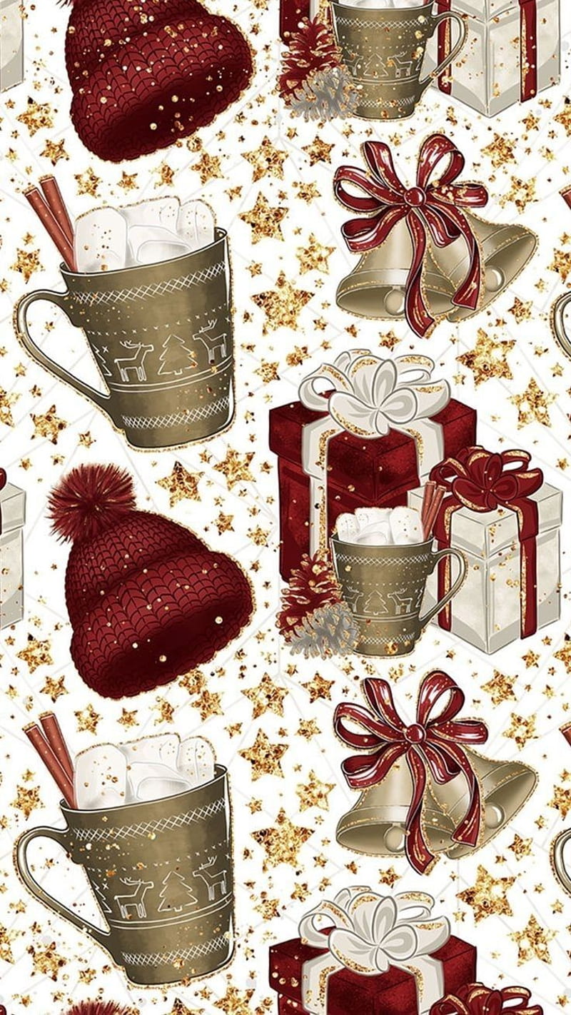 Christmas Java , backgrounds, coffee, holiday, patterns, HD phone wallpaper