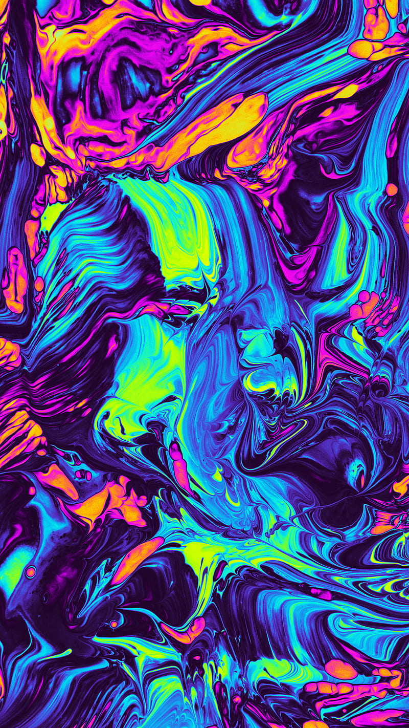 Rainbow Fluid, Color, Colorful, Geoglyser, Rainbow, abstract, acrylic, bonito, blue, fluid, holographic, iridescent, pink, psicodelia, purple, surreal, texture, trippy, vaporwave, waves, yellow, HD phone wallpaper