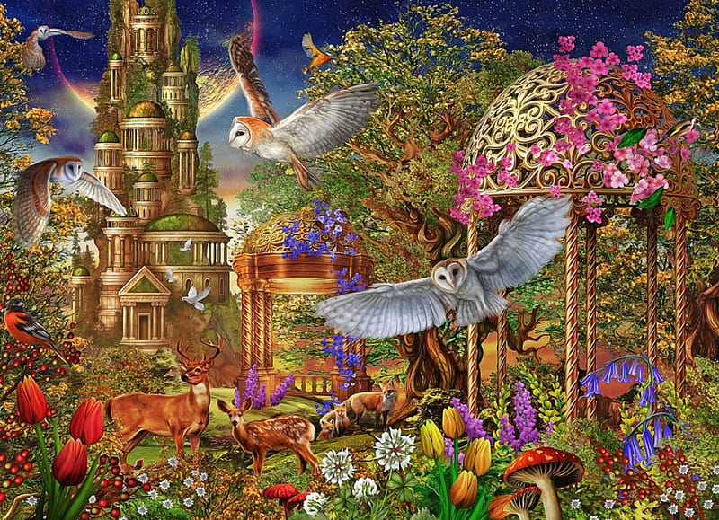 How Time Flies, bright, owl, jigsaw, puzzle, HD wallpaper