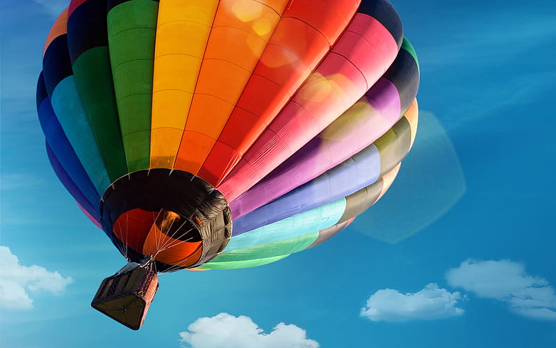 Colorful Hot Air Ballon, air-balloon, nature, colorful, HD wallpaper